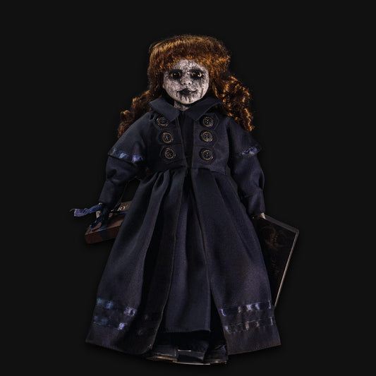 Sage, a hand painted possessed porcelain doll, full front view